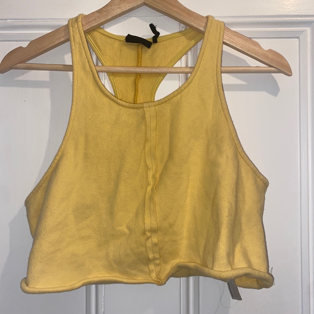 yellow racer back crop top
